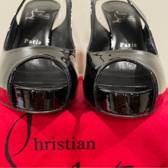 🚫sold on 3b@y🚫Christian Louboutin Hot Chick Alta 120 Patent Slingback Pumps 38.5 - Picture 3 of 15